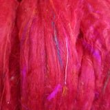 Scarlet - Sari Silk Roving - Yarnhouse Fibres