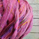 Cherry Bomb - Sari Silk Roving - Yarnhouse Fibres