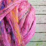 Cherry Bomb - Sari Silk Roving - Yarnhouse Fibres