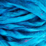 Aqua - Sari Silk Roving - Yarnhouse Fibres