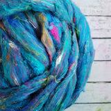 Pool Party - Sari Silk Roving - Yarnhouse Fibres