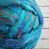 Pool Party - Sari Silk Roving - Yarnhouse Fibres