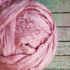 Bubblegum - Sari Silk Roving - Yarnhouse Fibres