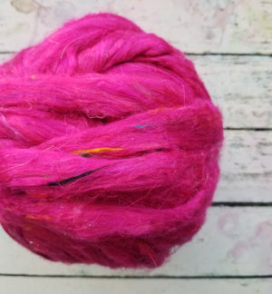 Dragonfruit - Sari Silk Roving - Yarnhouse Fibres