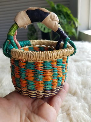 Handmade Basket with Leather Handle - Tiny