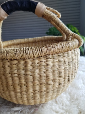 Handmade Basket with Leather Handle - Medium