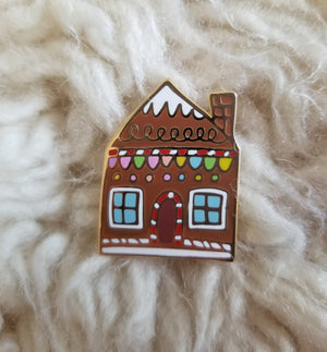 Gingerbread house enamel pin 